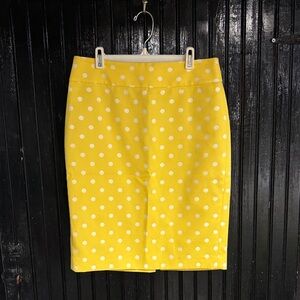 Ann Yaylor Yellow Polka Dot Pencil Skirt